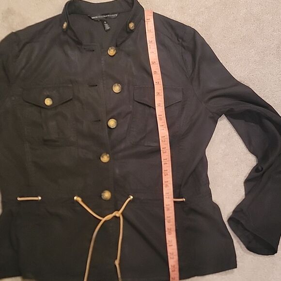 White House Black Market Black Utility Jacket Sz 10 - Picture 5 of 8